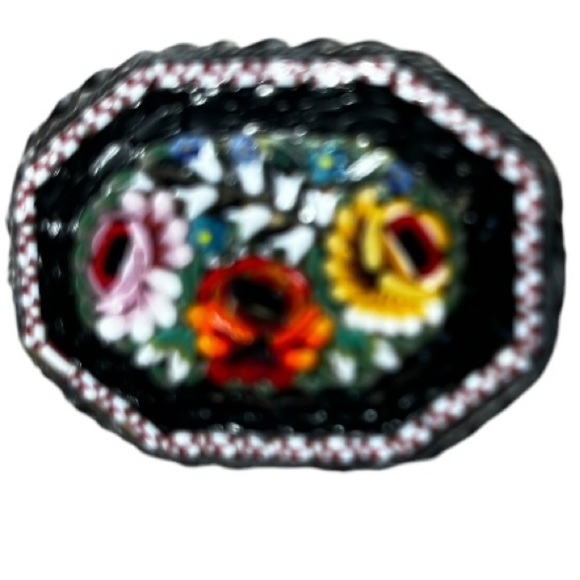 HANDCRAFTED MOSAIC LARGE PIN WITH FLOWERS - MADE IN ITALY - Picture 2 of 9
